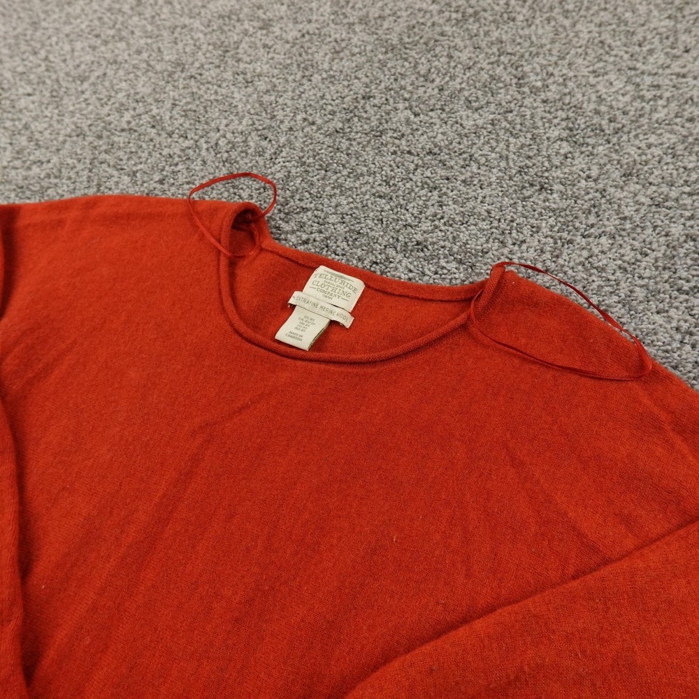 Merino Wool Sweater Womens‎ XS Orange Pullover Roll Neck Crewneck Tunic Knit Top